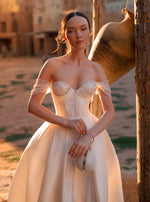Robe de bal de mariée trapèze à épaules dénudées