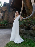 Spaghetti Strap Wedding Dress with With Tulle Ruffle Overlay