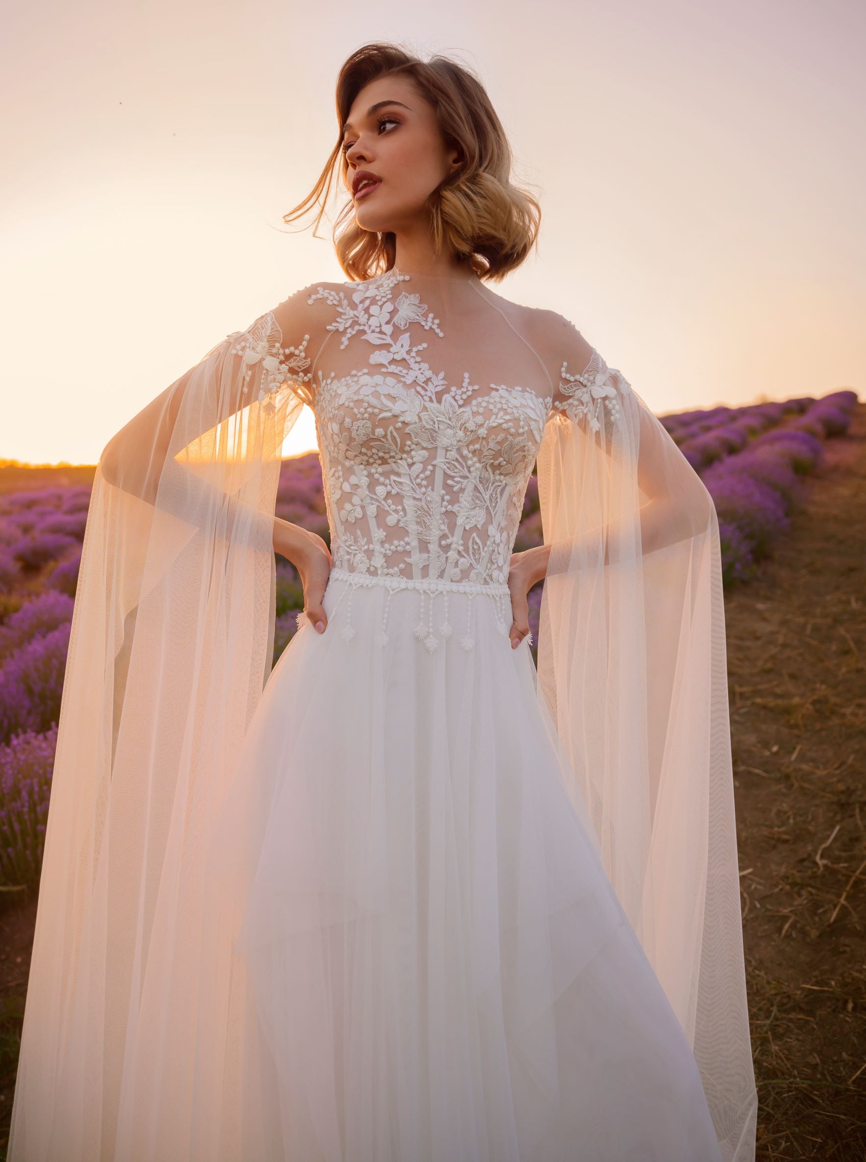 High neck wedding dress Giselle - Leah S Designs Bridal