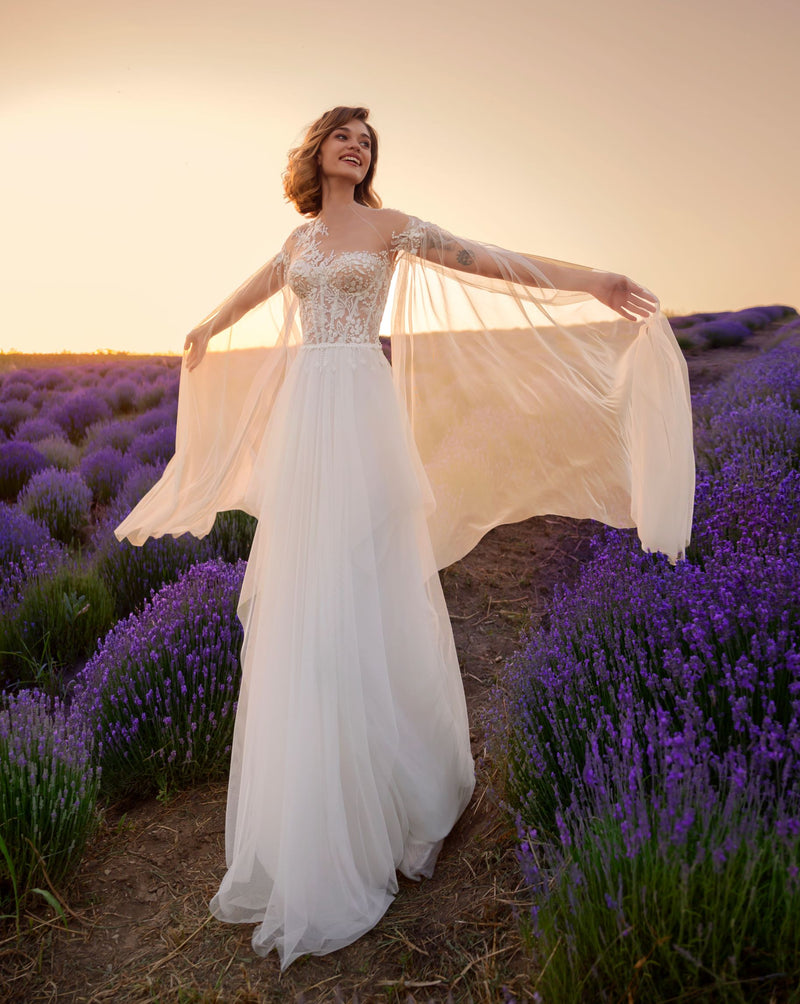 Vestidos de noiva espartilho com mangas com design exclusivo