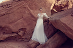 Long Lace Sleeves A-Line Wedding Dress with Long Cape