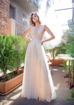 Sleeveless Glitter Wedding Gown