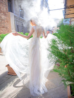 Sleeveless Glitter Wedding Gown