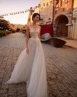 Short Sleeve Glitter Wedding Dress