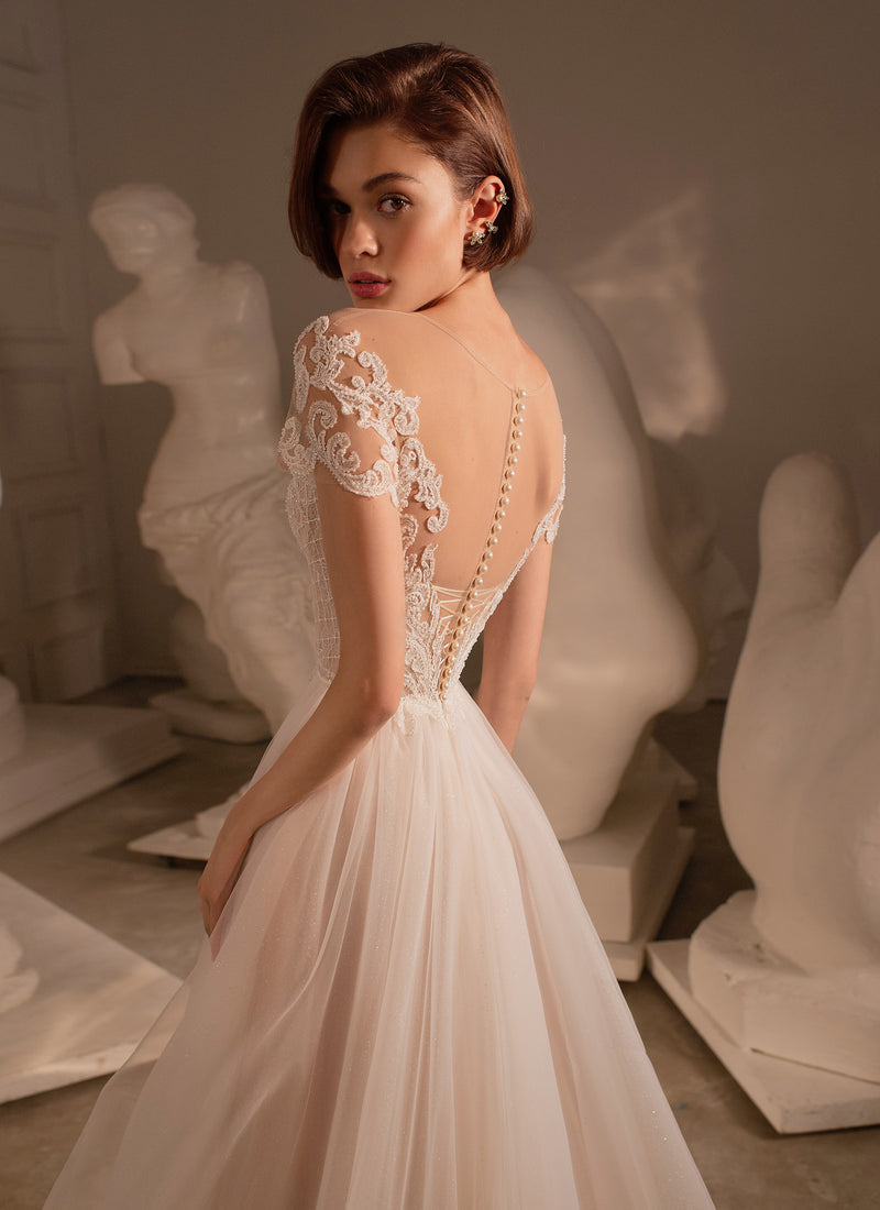 Cap Sleeeves A-line Wedding Dress
