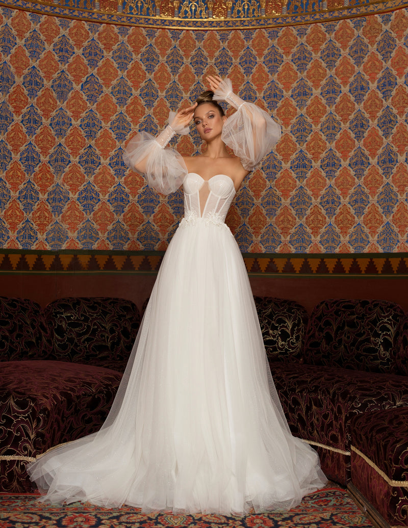 Strapless Sweetheart Wedding Gown with Removable Sleeves