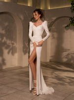 Vestido de novia minimalista de sirena de manga larga