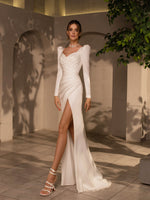 Long Sleeve Mermaid Minimalist Wedding Dress