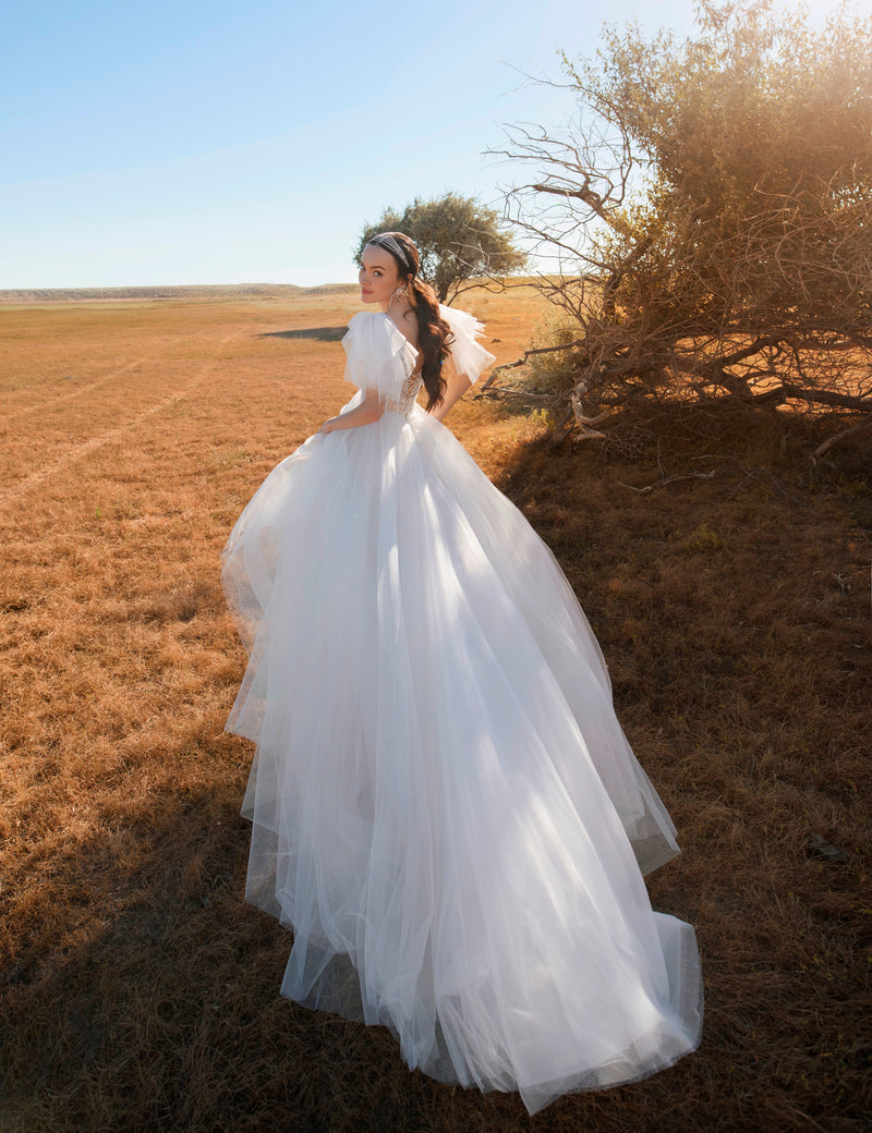 Flutter Sleeves A-Line Wedding Gown Flutter Sleeves A-Line Wedding Gown
