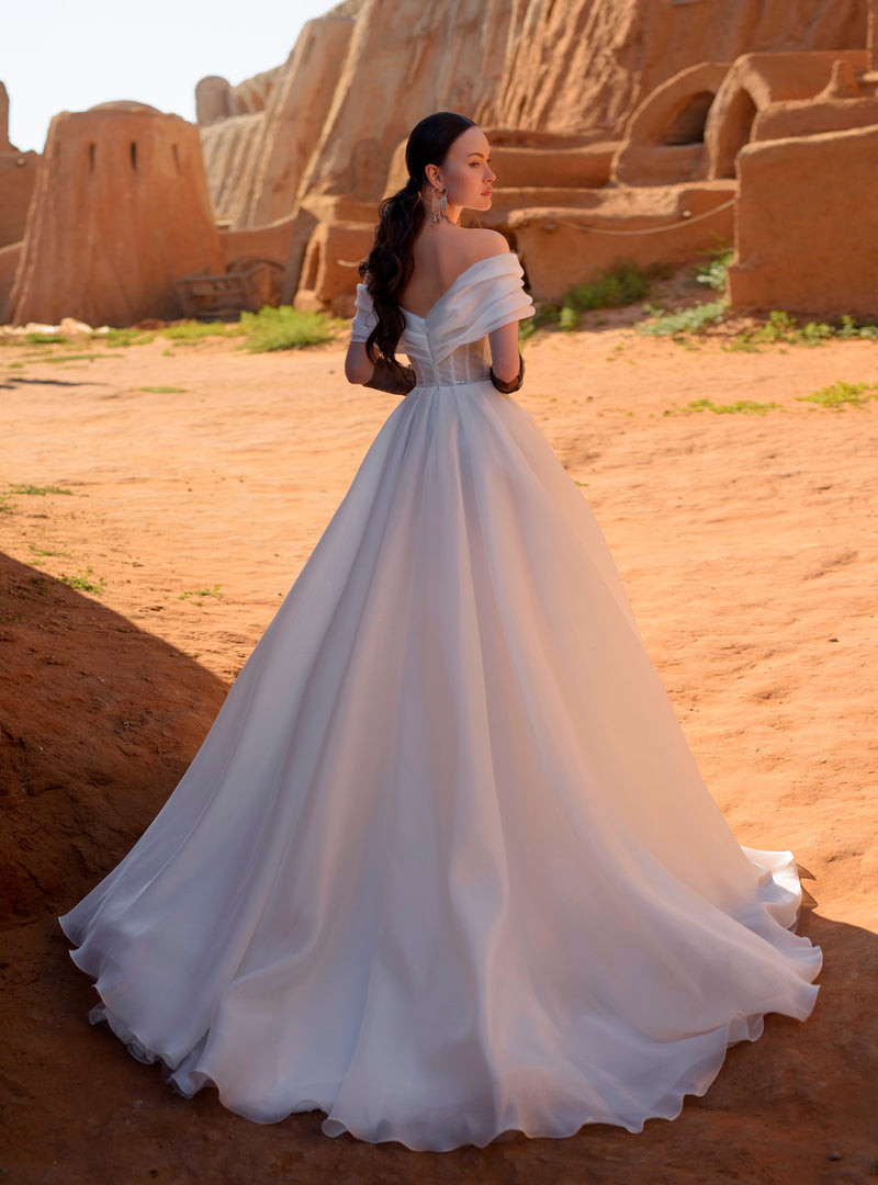 Off-the-shoulder A-Line Bridal Gown – HAREM's Brides