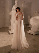 Long Sleeves A-Line Glitter Wedding Dress