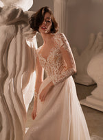 Long Sleeves A-Line Glitter Wedding Dress