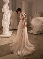 Long Sleeves A-Line Glitter Wedding Dress