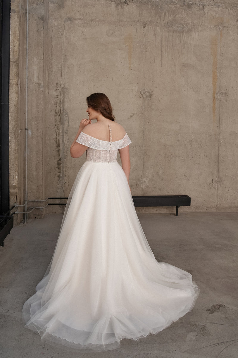 Off-Shoulder Plus Size A-Line Wedding Dress