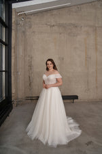 Off-Shoulder Plus Size A-Line Wedding Dress