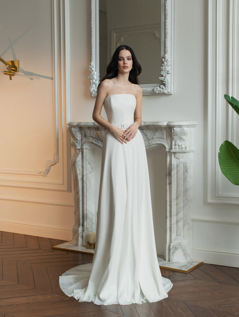 Robe de mariée bustier avec traîne amovible