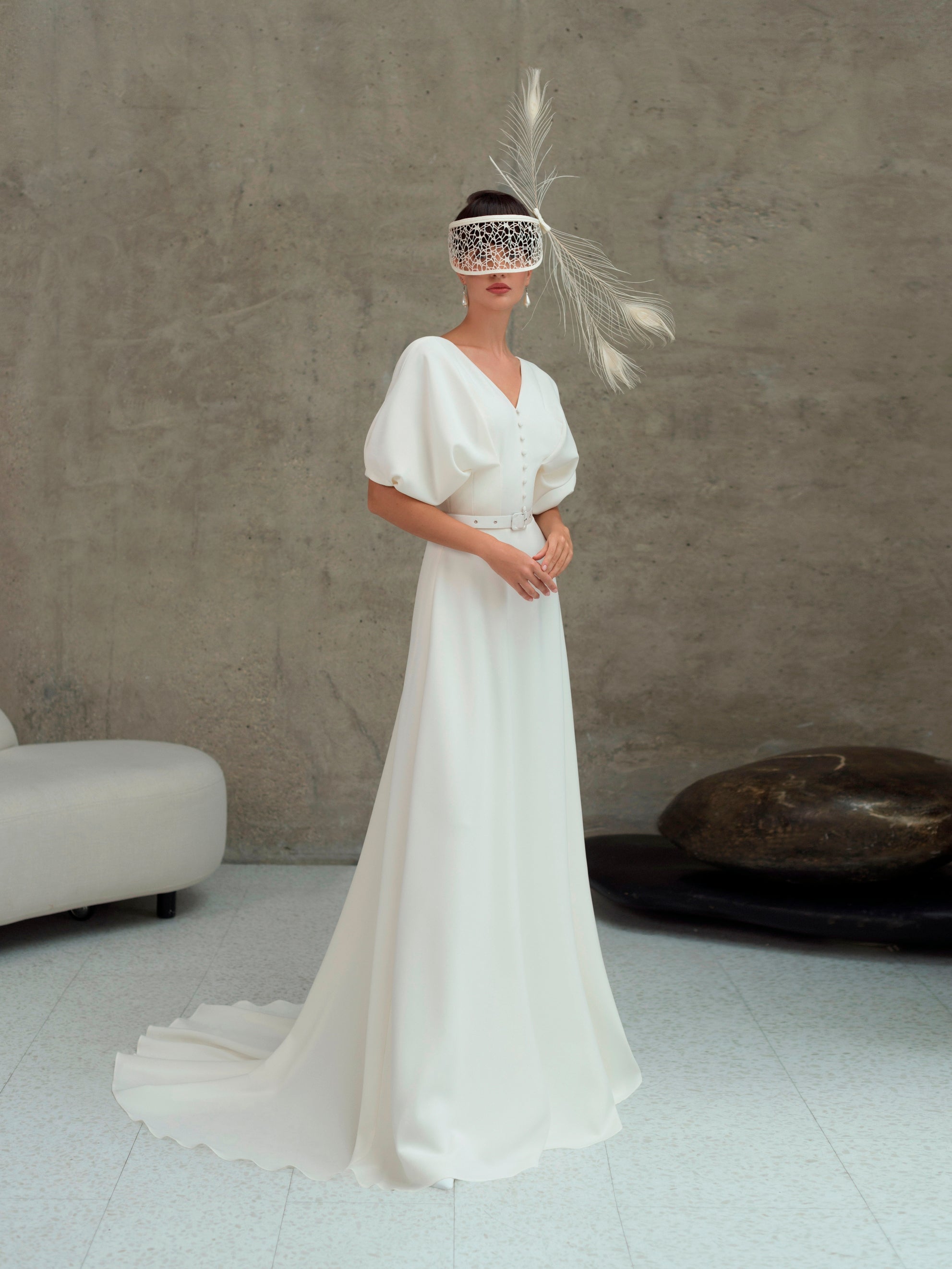 short white sheath wedding dress Sparrow Short Wedding Dress with Sleeves