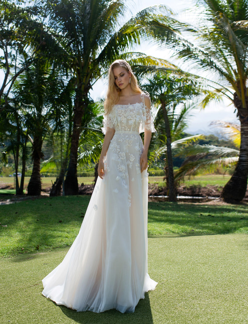 Off-Shoulder A-Line Wedding Dress
