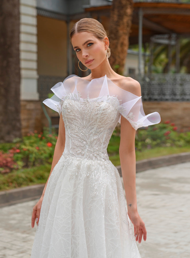 Elegant Strapless A-Line Glitter Wedding Dress Elegant Strapless A-Line Glitter Wedding Dress