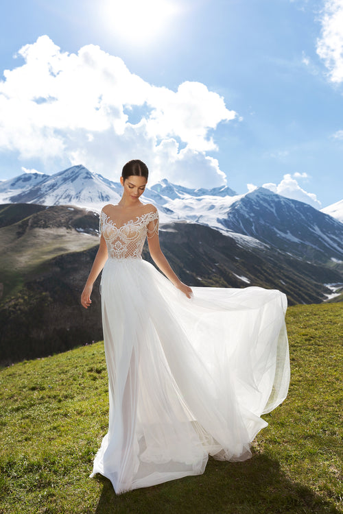 Robe de mariée sexy trapèze à épaules dénudées