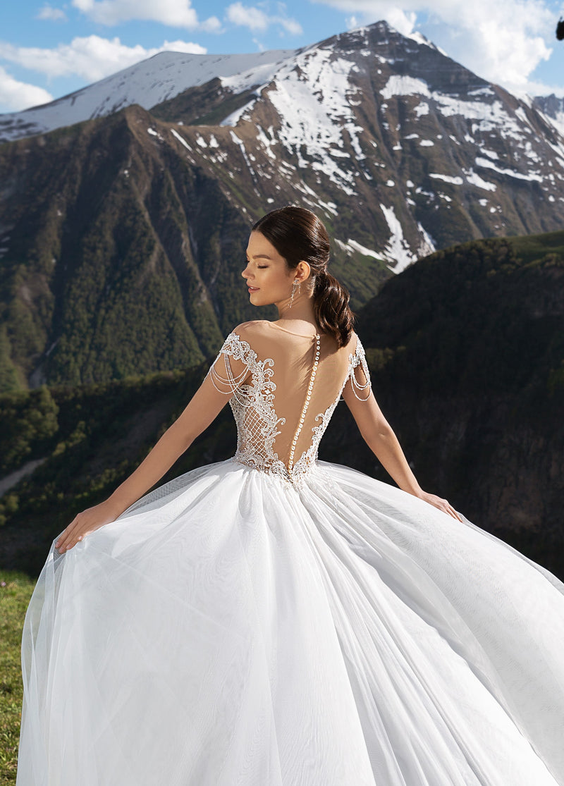 Glamorous Lace A-Line Wedding Dress with Off-the-Shoulder