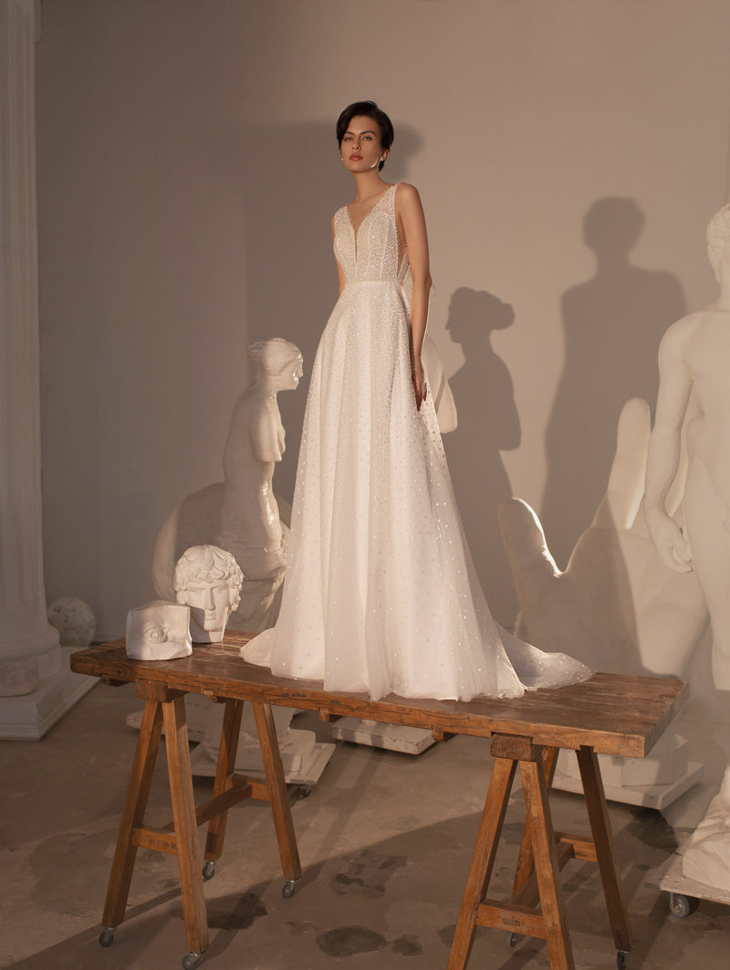 V-Neck A-line Wedding Dress