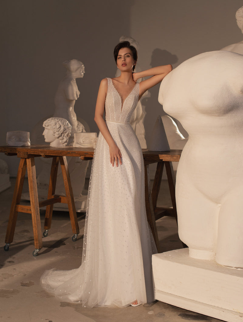 V-Neck A-line Wedding Dress