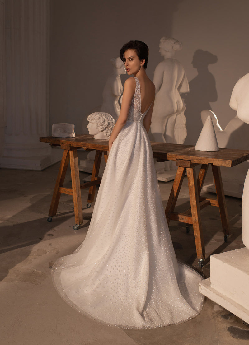 V-Neck A-line Wedding Dress