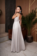 Shiney V-Neck Maxi Party Dress