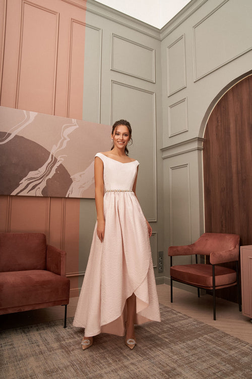 Vestido elegante alto-baixo assimétrico