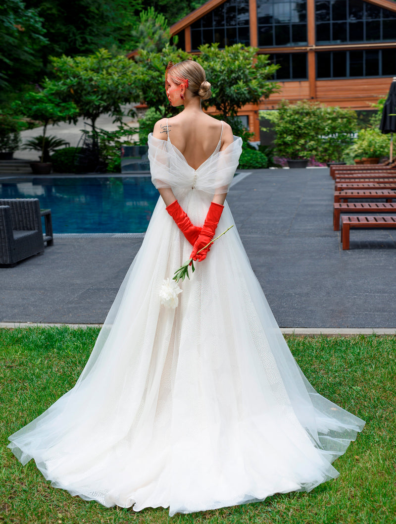 Off-Shoulder A-Line Wedding Gown