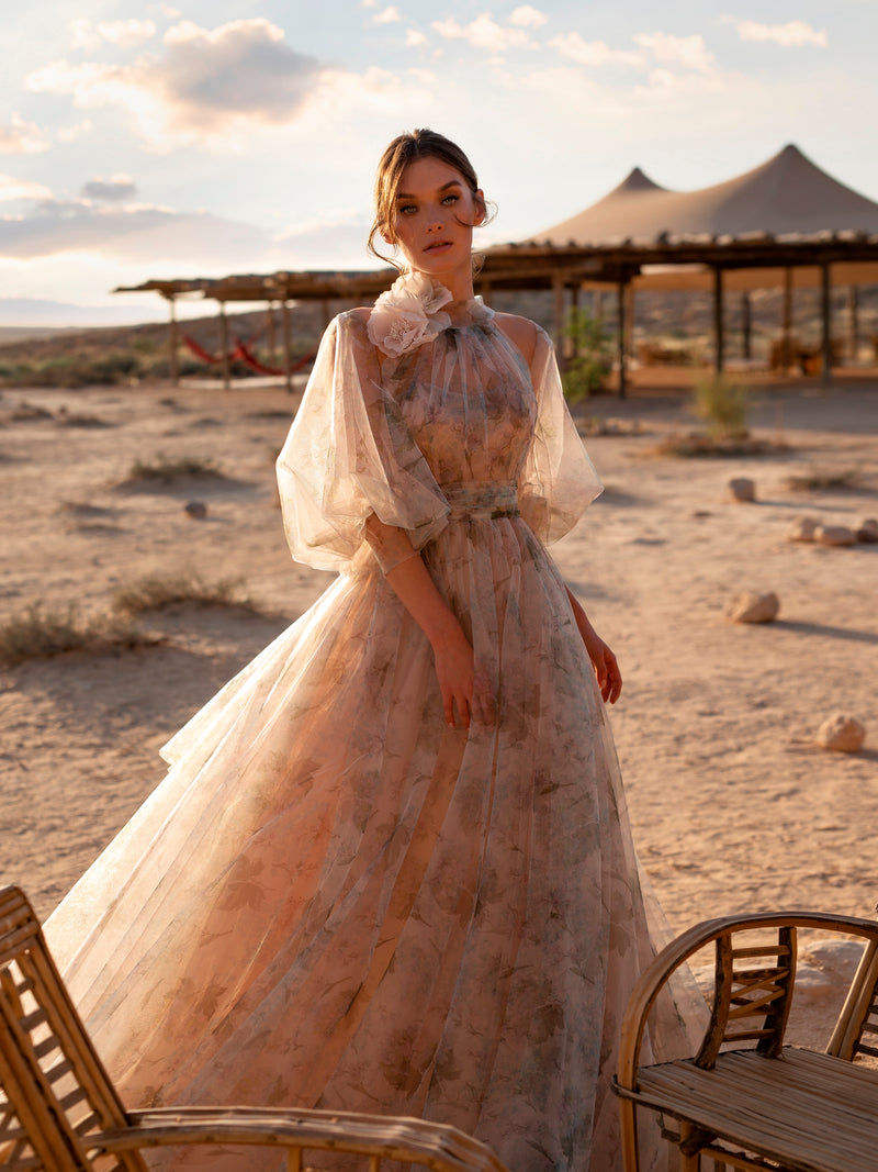 Long sleeve floral gown Clearance