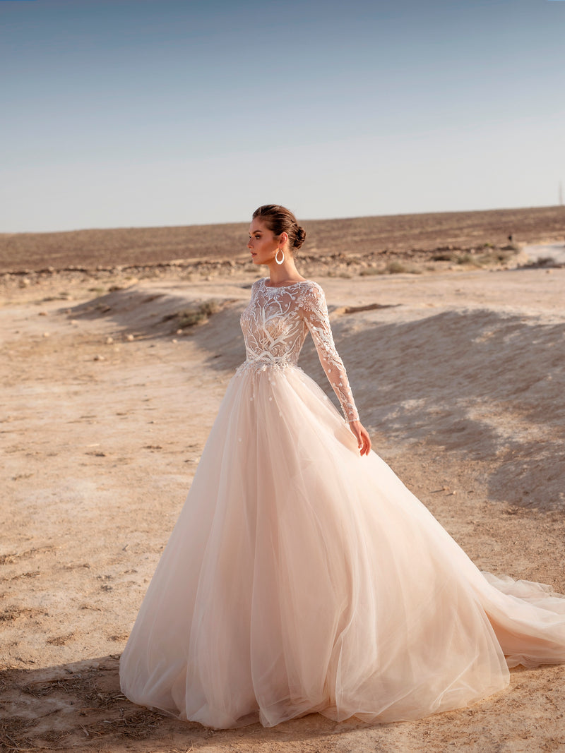 Modern Western Wedding Dresses Long Sleeve A-Line Wedding Dress HAREM's Brides Modern Western Wedding Dresses Long Sleeve A-Line Wedding Dress HAREM's Brides