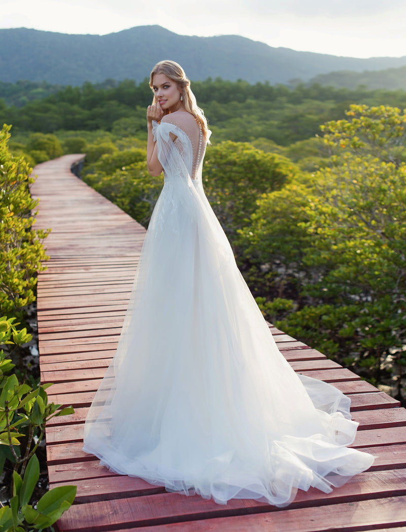 Illusion Neck A-Line Wedding Dress HAREM's Brides Illusion Neck A-Line Wedding Dress HAREM's Brides