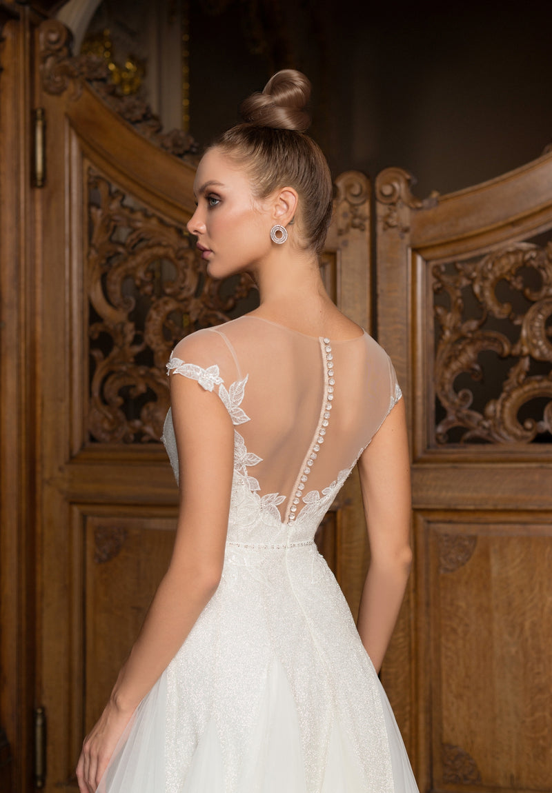 Petite A-Line Glitter Wedding Dress