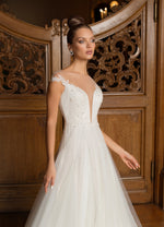 Petite A-Line Glitter Wedding Dress