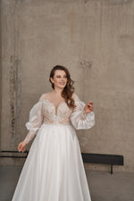 Puffy Sleeves A-line Wedding Gown