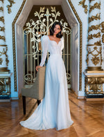 Simple Elegant Long Sleeve Glitter Wedding Dress