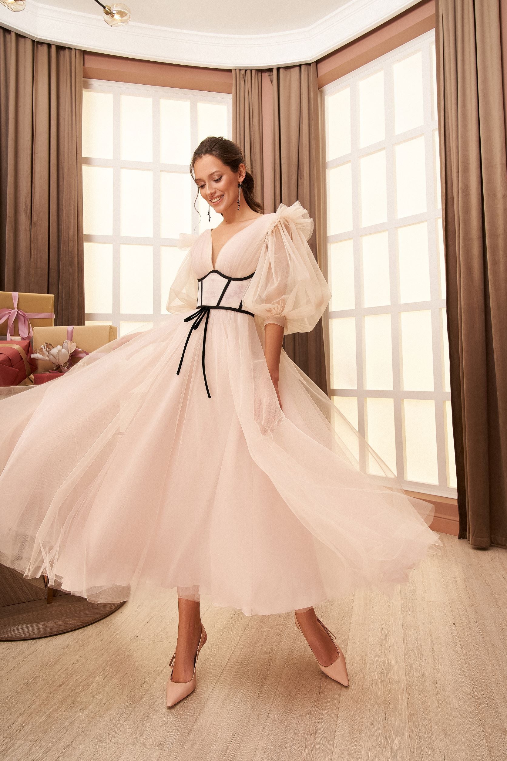 Tulle Midi Dress with Removable Corset HAREM's Brides Tulle Midi Dress with Removable Corset HAREM's Brides