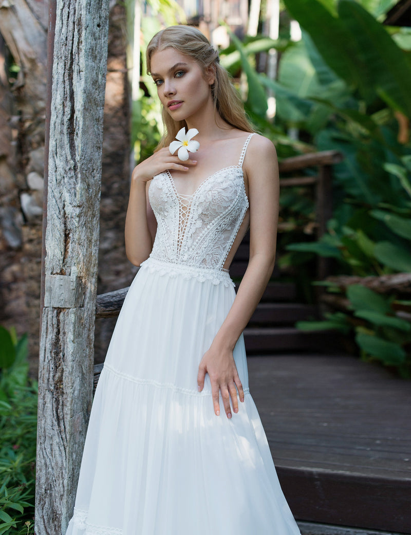 spaghetti strap wedding dress BABARONI BABARONI Lace White Dresses Mermaid Sweetheart Straps Chapel Train, White / US0 Spaghetti Strap 2026 Wedding Dress Satin Chiffon