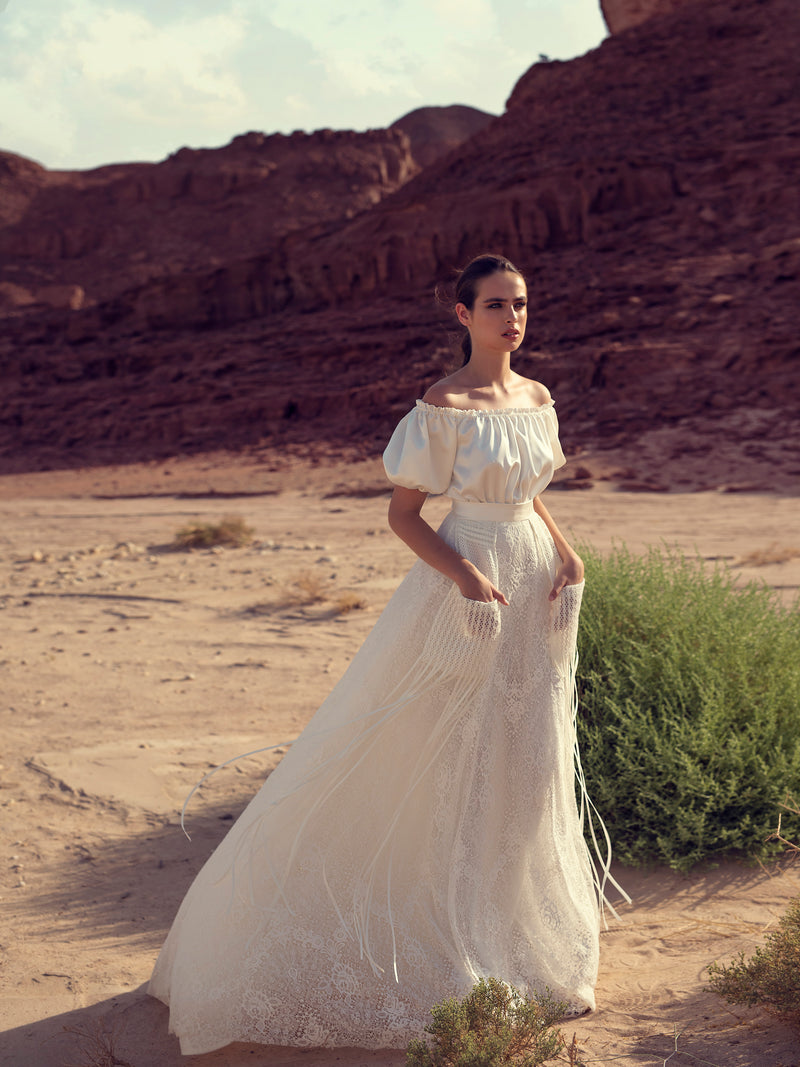 Vestido de novia bohemio de manga corta