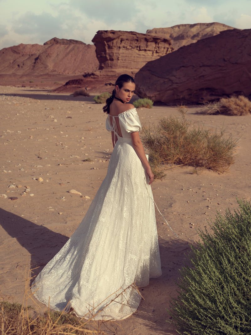 Short Sleeve Boho Wedding Dress HAREM's Brides Short Sleeve Boho Wedding Dress HAREM's Brides