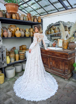 Vestido de novia boho de encaje de manga larga