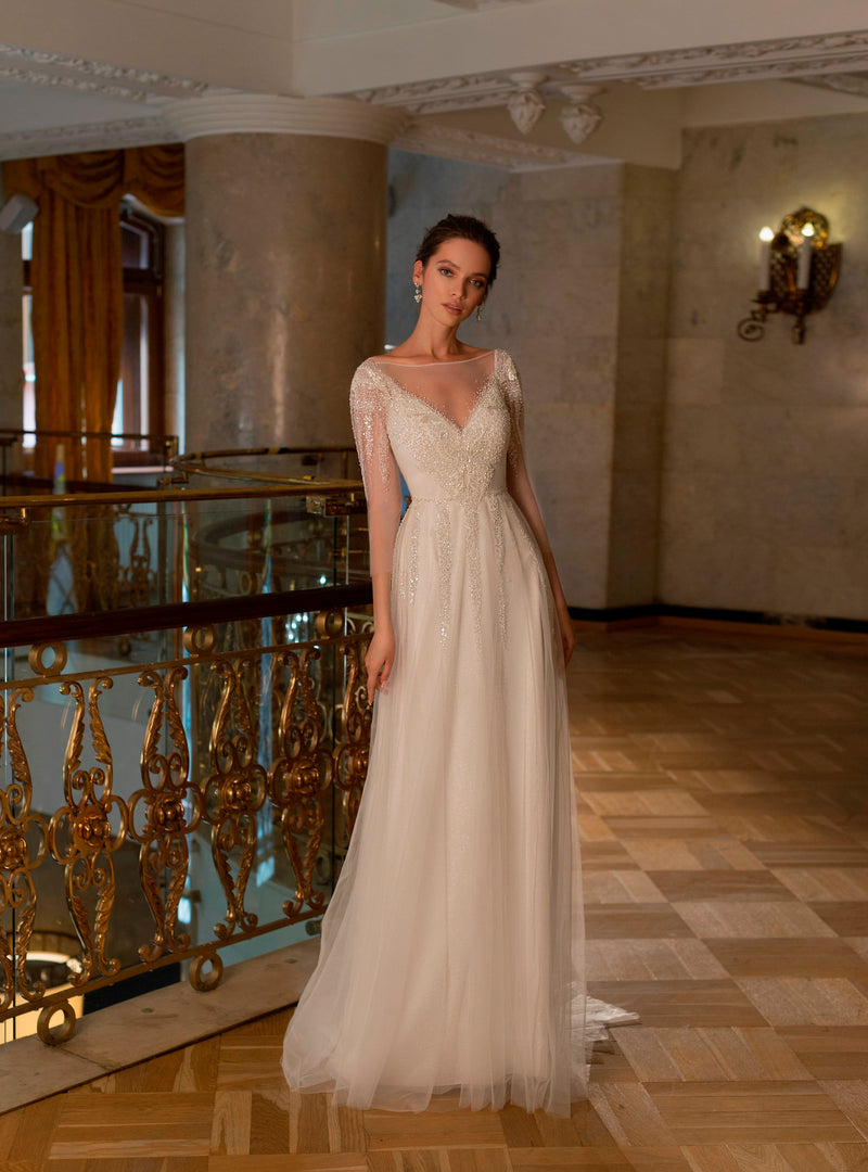 2 in 1: A-Line Wedding Gown with Removable Cap