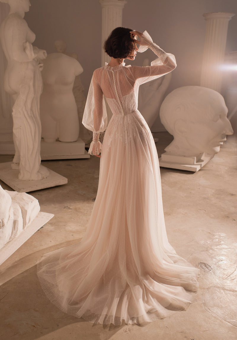 High-Neck A-Line Wedding Dress