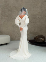Vestido de novia minimalista estilo sirena con mangas Julieta
