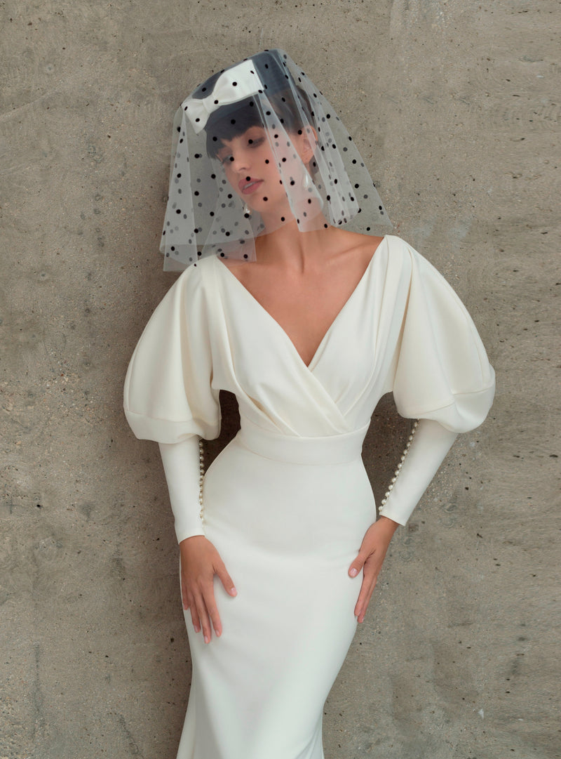 Robe de mariée minimaliste sirène à manches Juliette