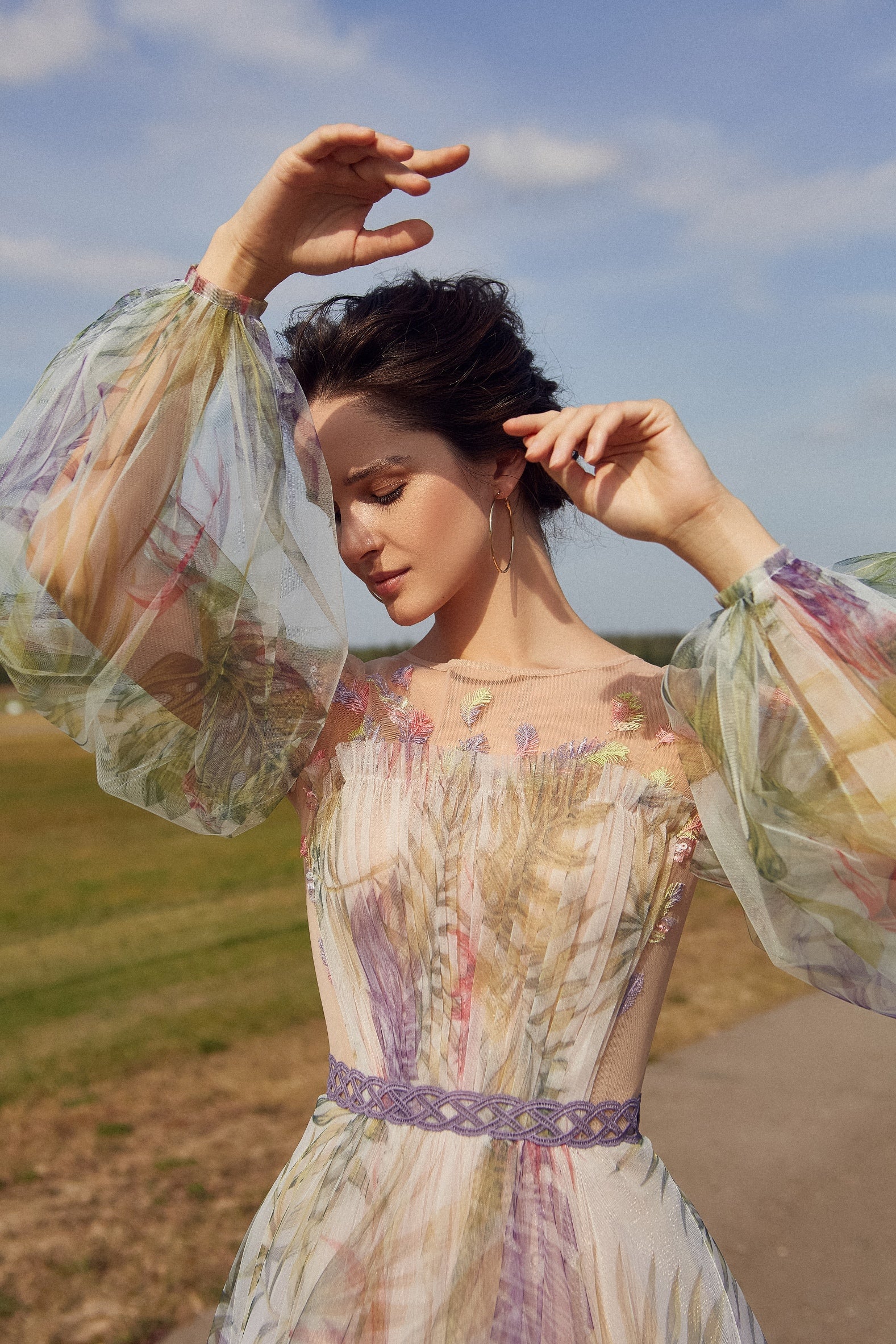 Puffy Sleeve Long Evening Dress Puffy Sleeve Long Evening Dress
