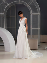 Sleeveless Satin Wedding Dress with Side Bow