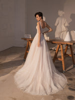 Sleeveless A-Line Glitter Wedding Dress